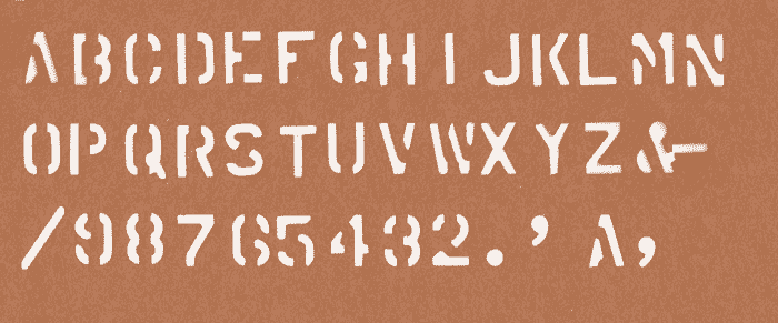 typeface specimen, Ideal No.3 stencil machine
